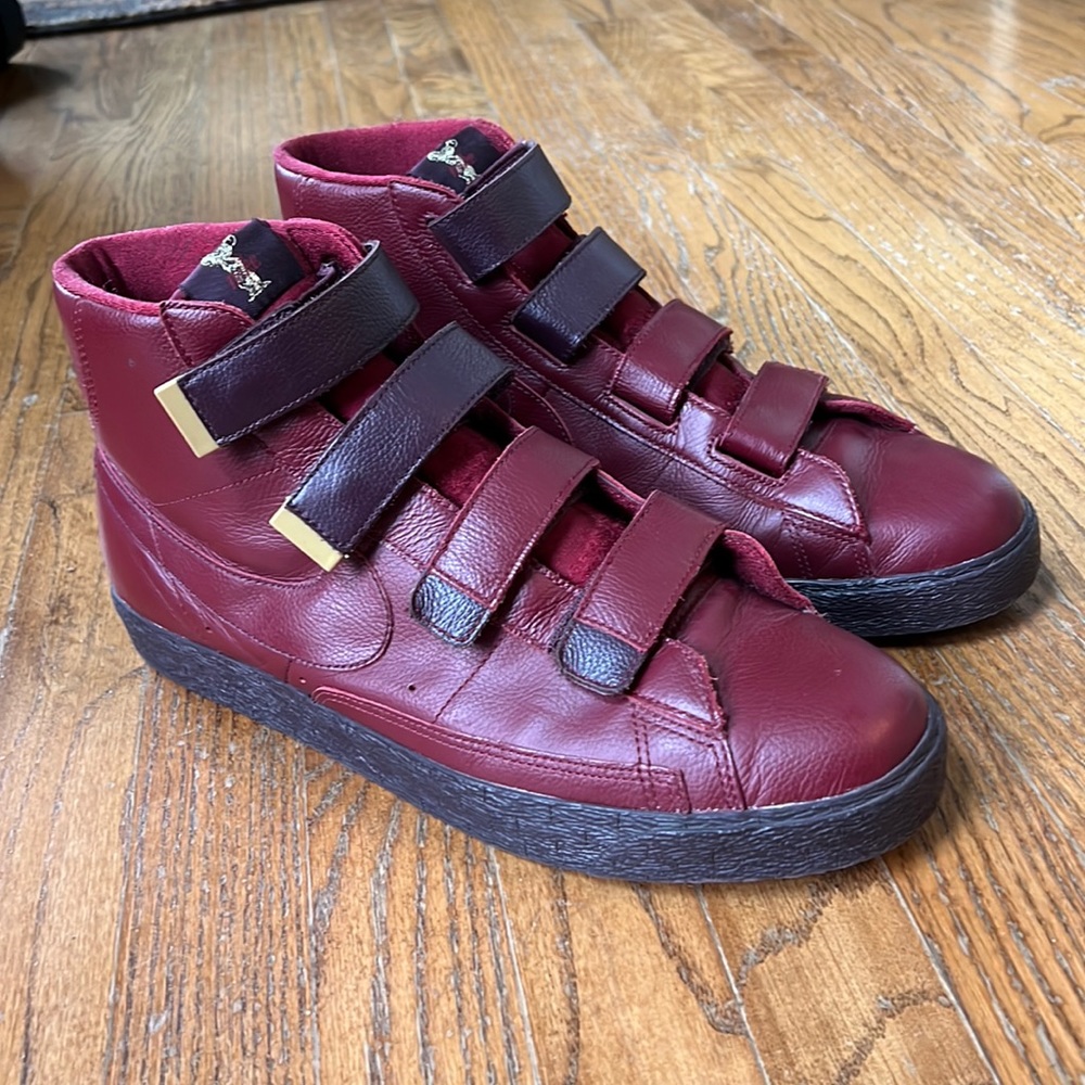Nike Blazer AC High Strap Up Premium Leather Burgundy 428926-600 Men’s Size 13